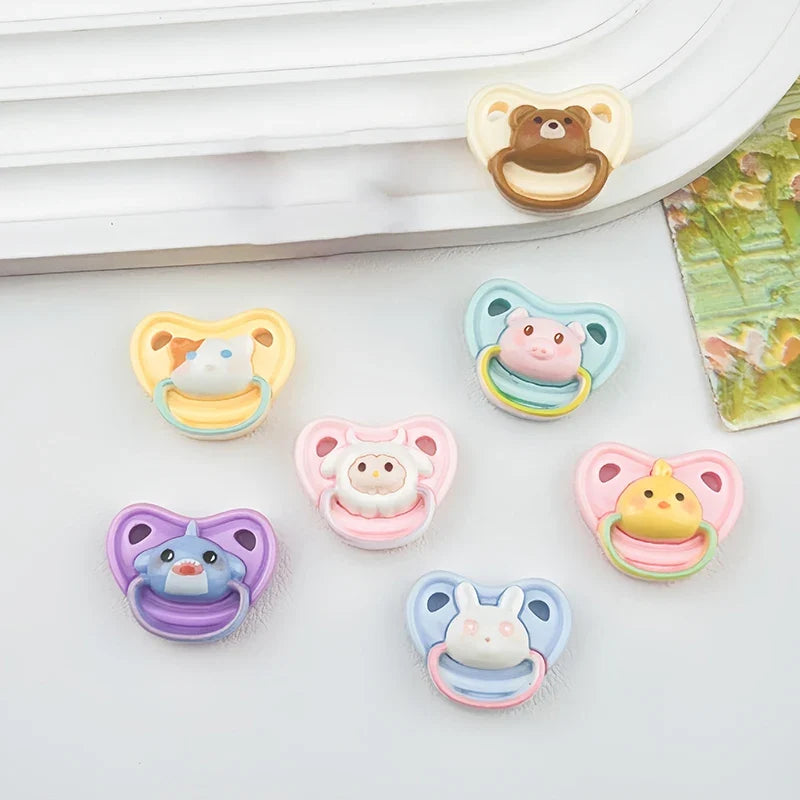 10 Pcs Mini Resin Dollhouse Pacifiers – Animal Doll Accessories