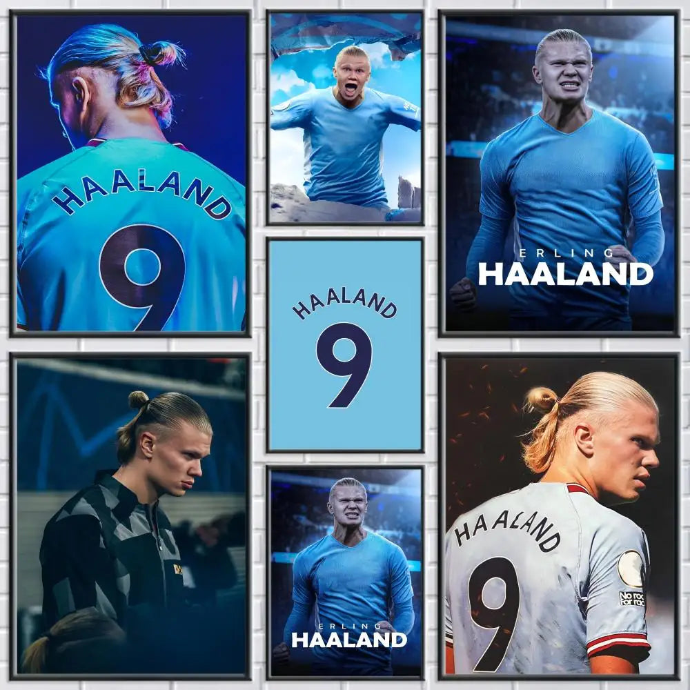 Haaland No.9 Canvas Wall Art – Unframed Football Poster