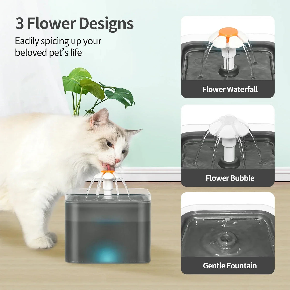 Cat Water Fountain 2L – Silent LED Automatic Pet Dispenser
