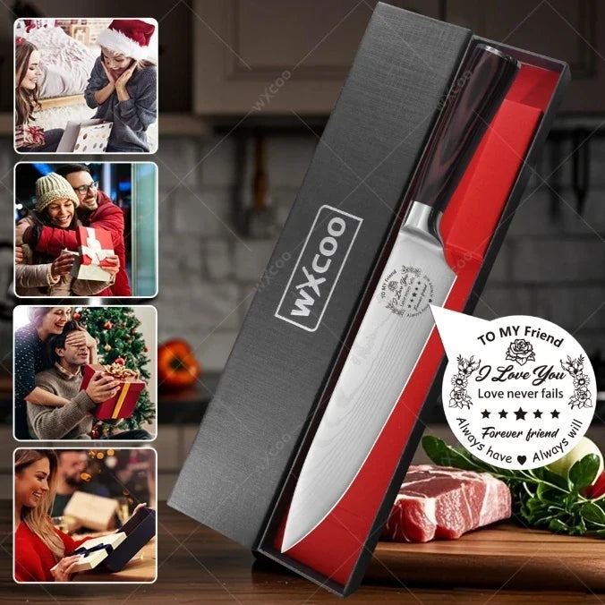 WXCOO Japanese Chef Knife 5Cr15Mov Steel Santoku Boning Knife