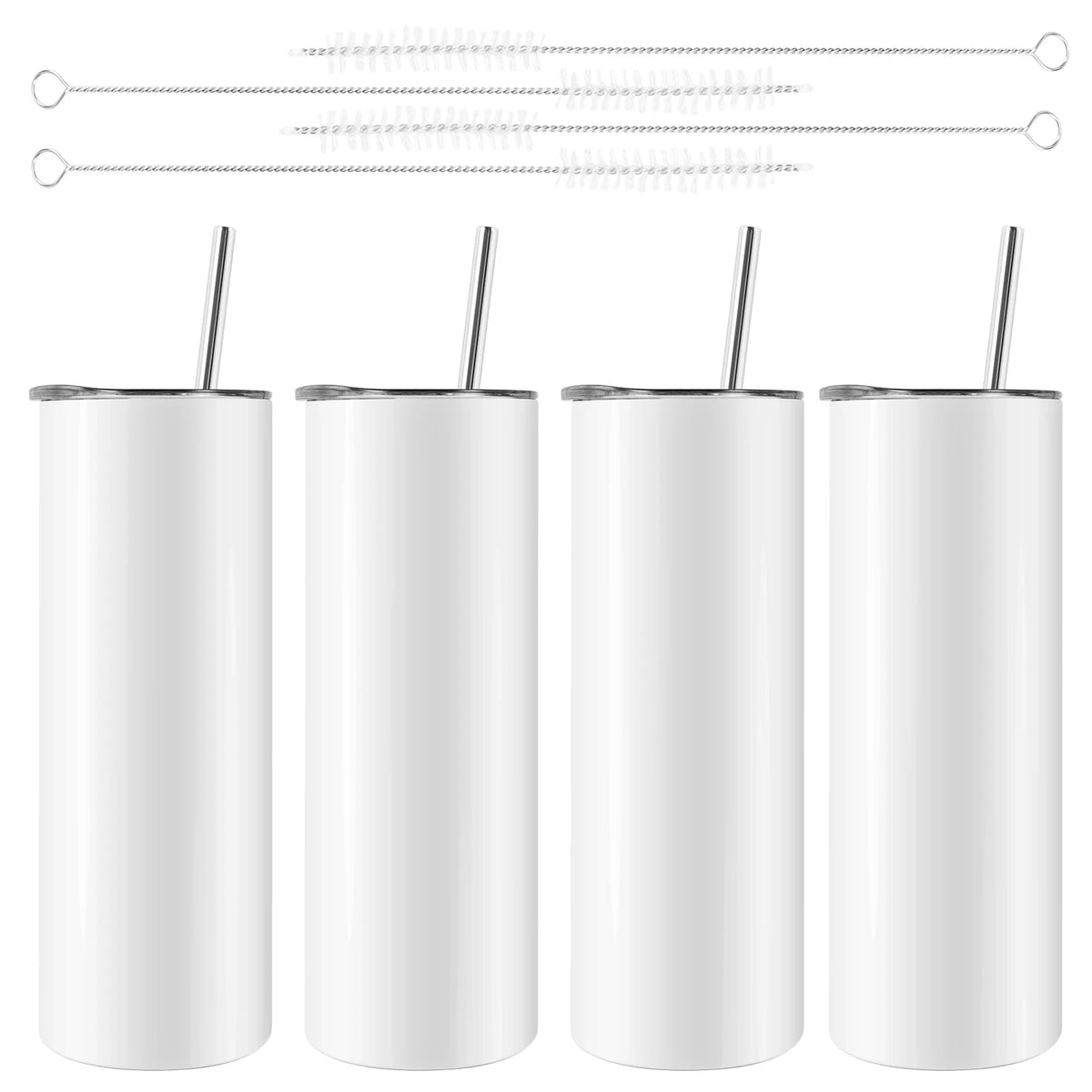 20 oz Skinny Sublimation Tumblers | Stainless Steel Blanks 4-Pack
