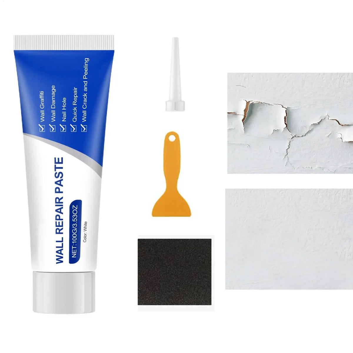 Wall Repair Putty Kit – Crack, Hole & Nail Filler + Scraper
