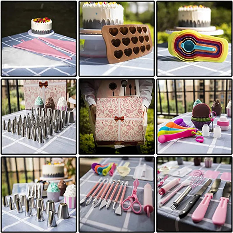 464-Piece Cake Decorating Kit – Turntable, Tips & Baking Tools