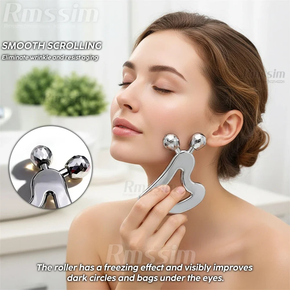 Stainless Steel Gua Sha Facial Massage Tool with Roller