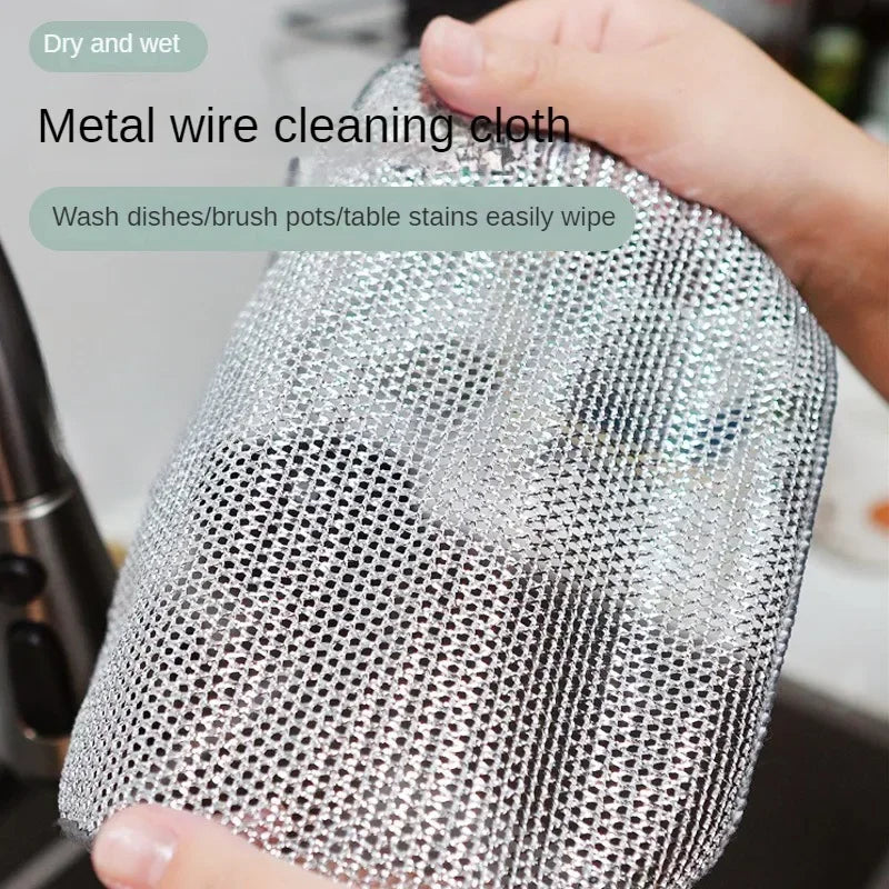 Steel Wire Microfiber Cleaning Cloth | Kitchen Scrubber Pad