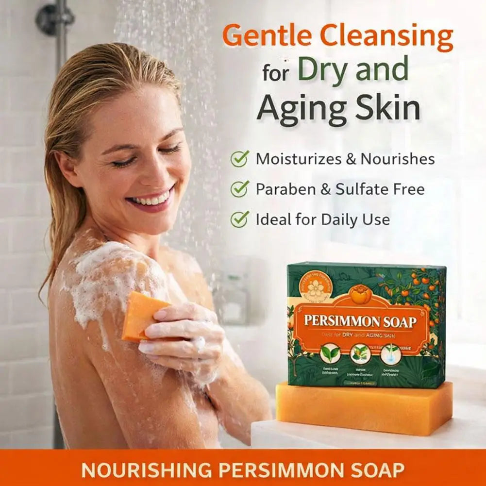 Persimmon Soap Bar Body Odor Green Tea Extract Men Women Gentle All