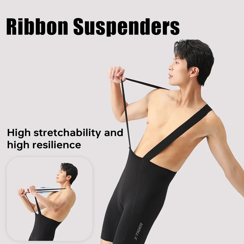 X-TIGER Men's Cycling Bib Shorts | 120-Density Cushion MTB Road