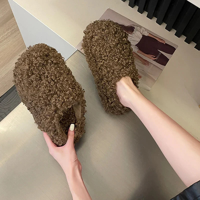 Women's Plush Flock Slippers – Hoof Heels Closed Toe Slides