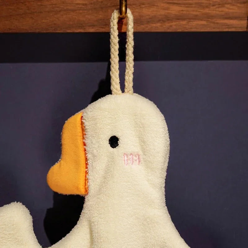 Goose Coral Fleece Hand Towel – Quick-Dry Hanging Towel