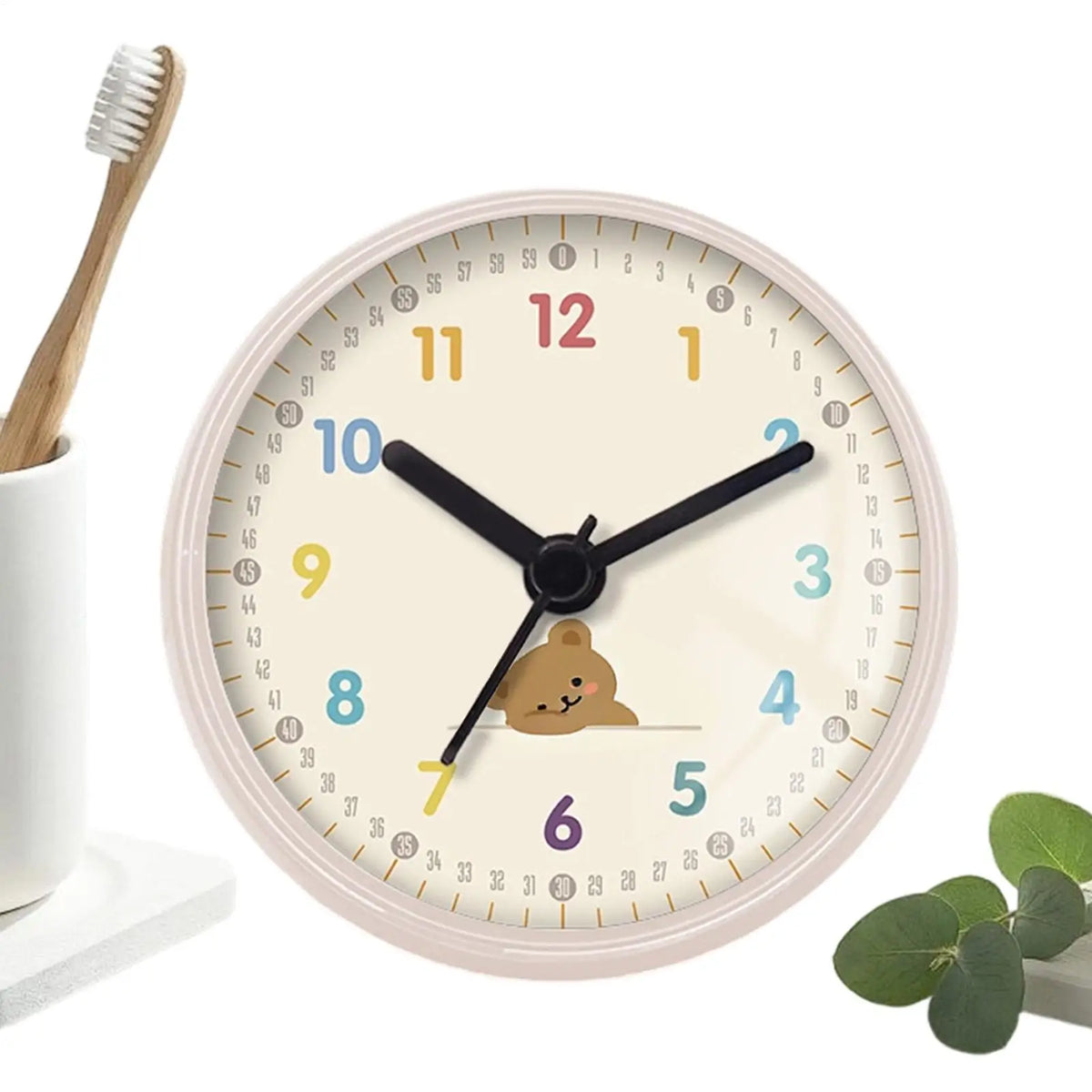 Waterproof Shower Clock Silent Bear Design | Suction Cup