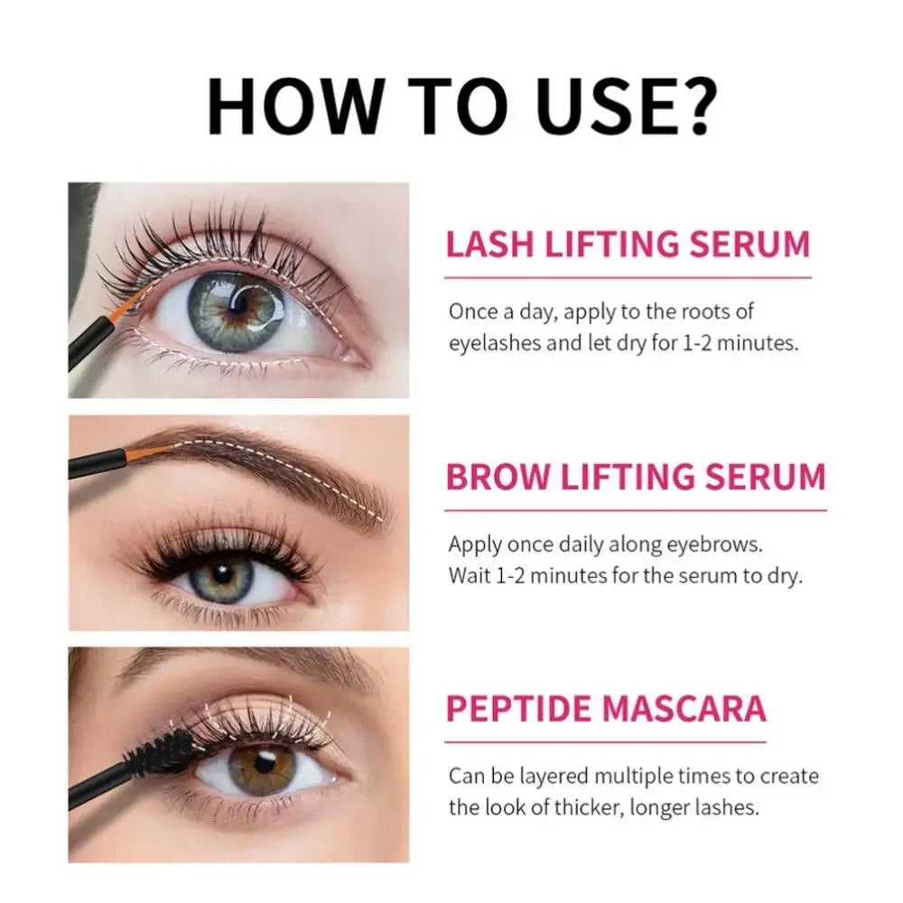 Lakerain Peptide Lash & Brow Serum Mascara Kit | 3-Piece Set