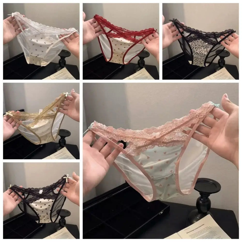 Women's Low Waist Lace Mesh Briefs – Cotton Crotch Underwear