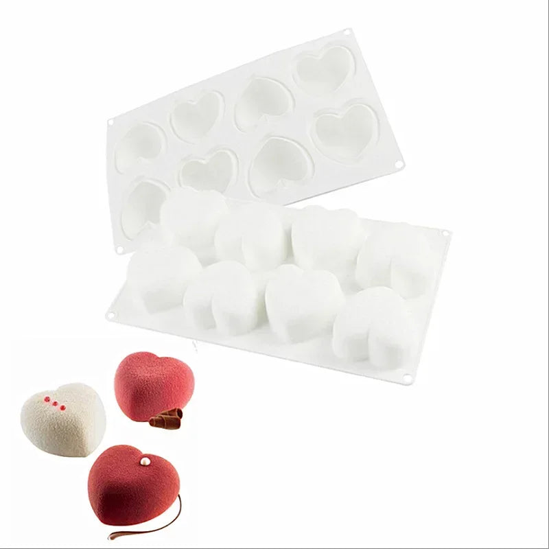 8-Cavity Heart Silicone Mold – Cake, Mousse & Chocolate