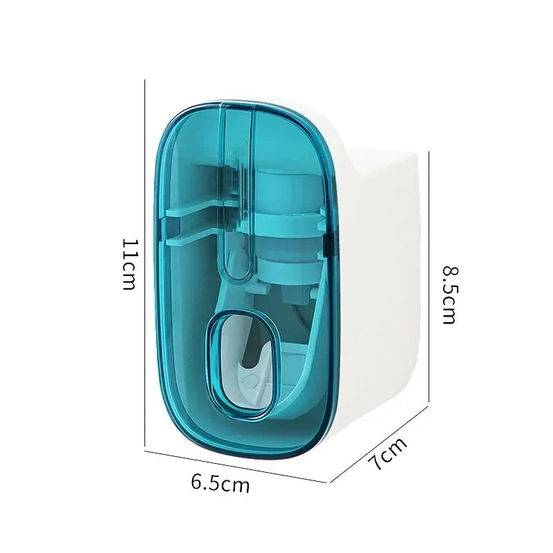 Wall Mount Automatic Toothpaste Dispenser & Toothbrush Holder