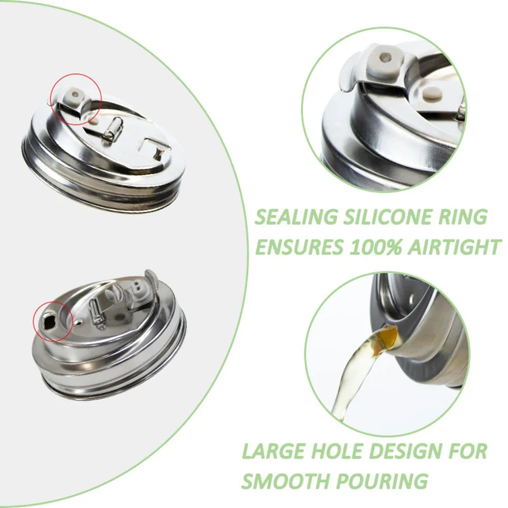 304 Stainless Steel Wide Mouth Mason Jar Lid – Leakproof