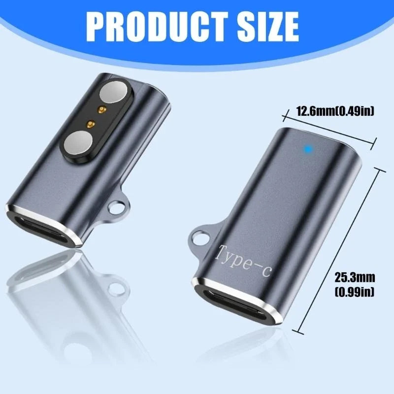 USB-C to 2-Pin 2.8mm Smartwatch Charging Adapter with LED