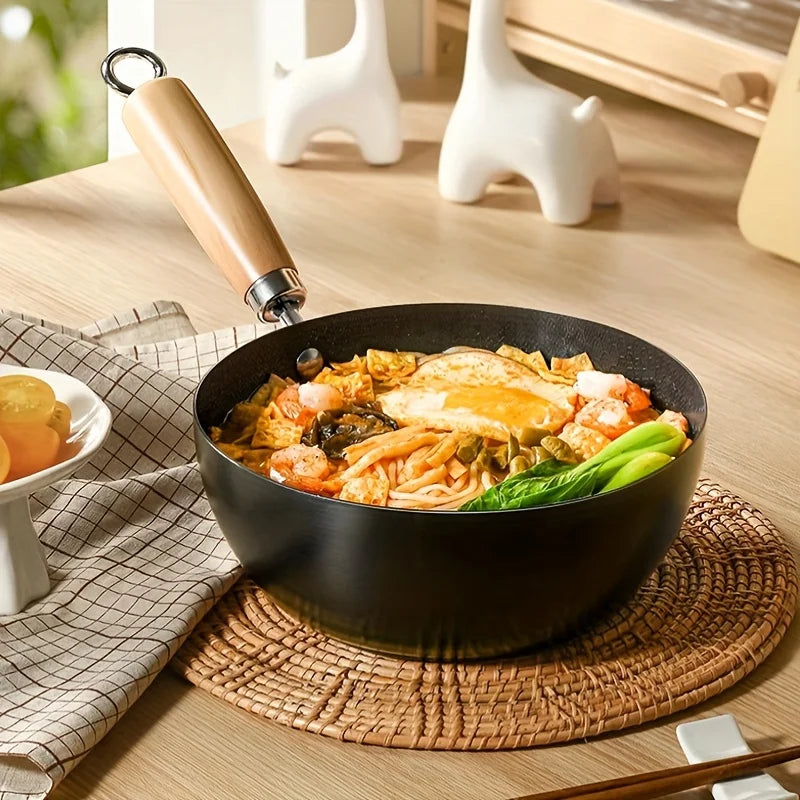 CHANSUNRUN 26cm Cast Iron Non-Stick Wok Fry Pan | Gas & Induction