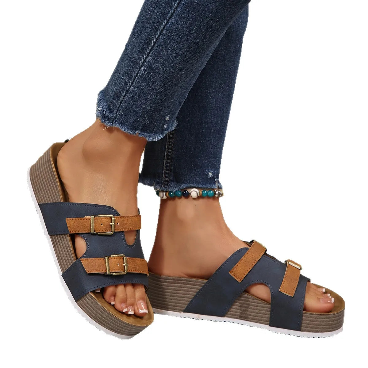 Women's Wedge Platform Sandals – Non-Slip Peep Toe Beach Shoes