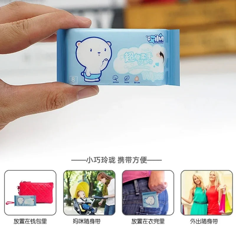 64-Pack Mini Disposable Wet Wipes | Portable Travel Size