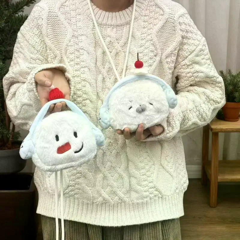Cute Plush Snowman Coin Purse – Zippered Mini Wallet for Kids