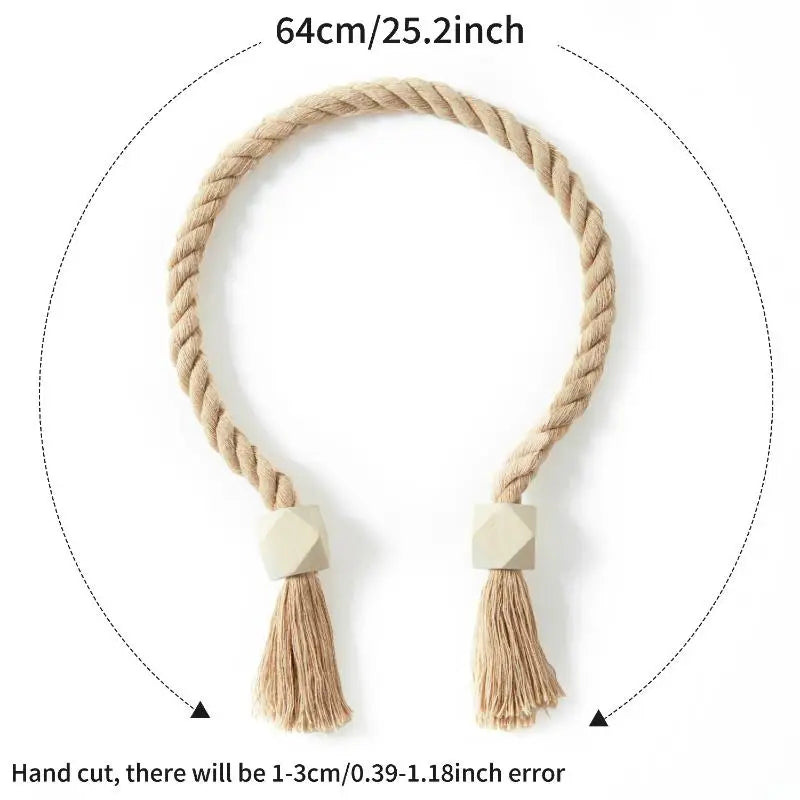 Magnetic Wooden Tassel Curtain Holdbacks – Set of 2