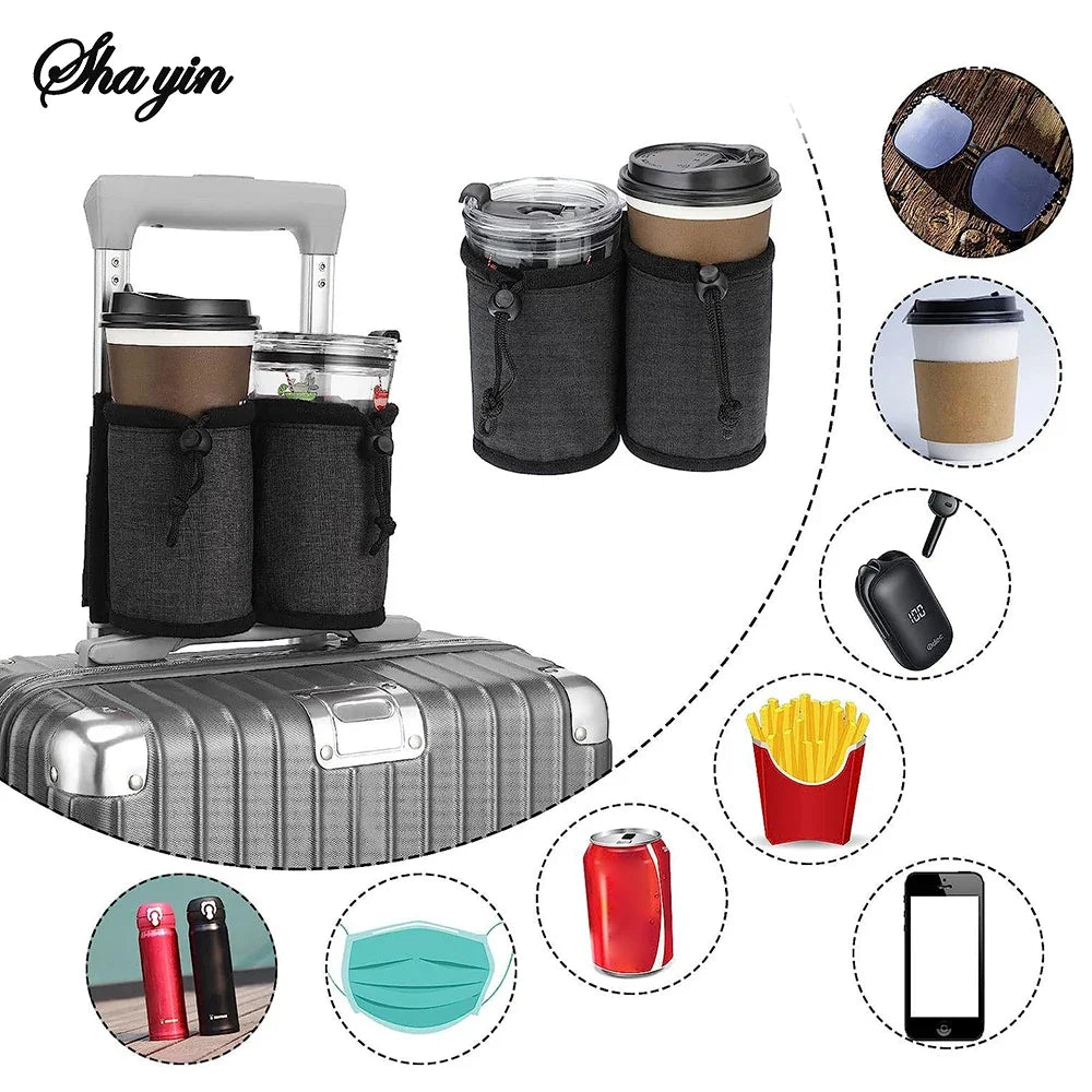Travel Luggage Cup Holder – Fits All Suitcase Handles