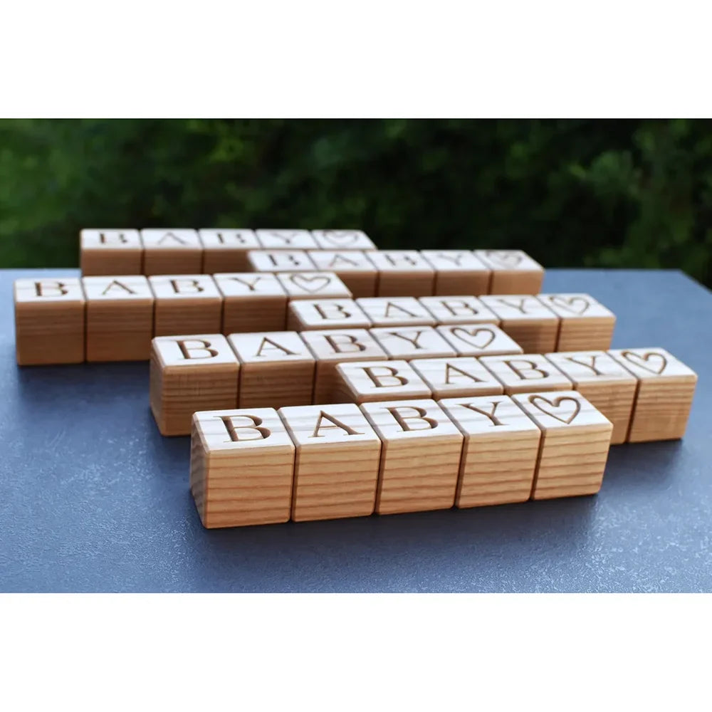5-Piece Baby Wood Blocks | Nursery Decor & Baby Shower Gift