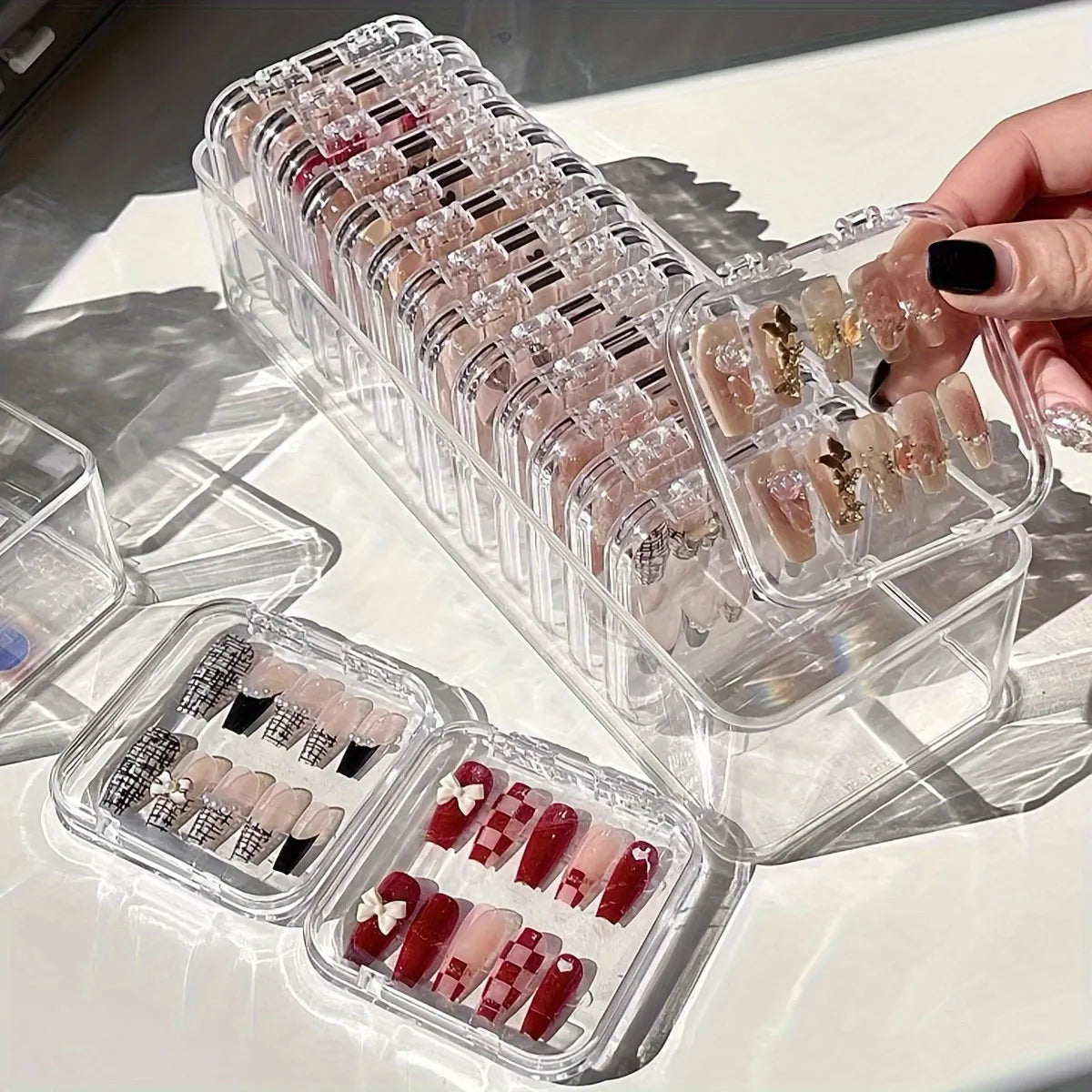 Transparent Nail Storage Box Fake Display Bracelet Jewelry Organizing