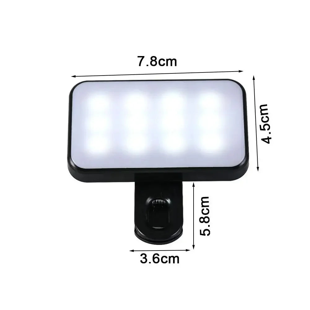Clip-On Selfie Fill Light | 3 Modes Rechargeable LED