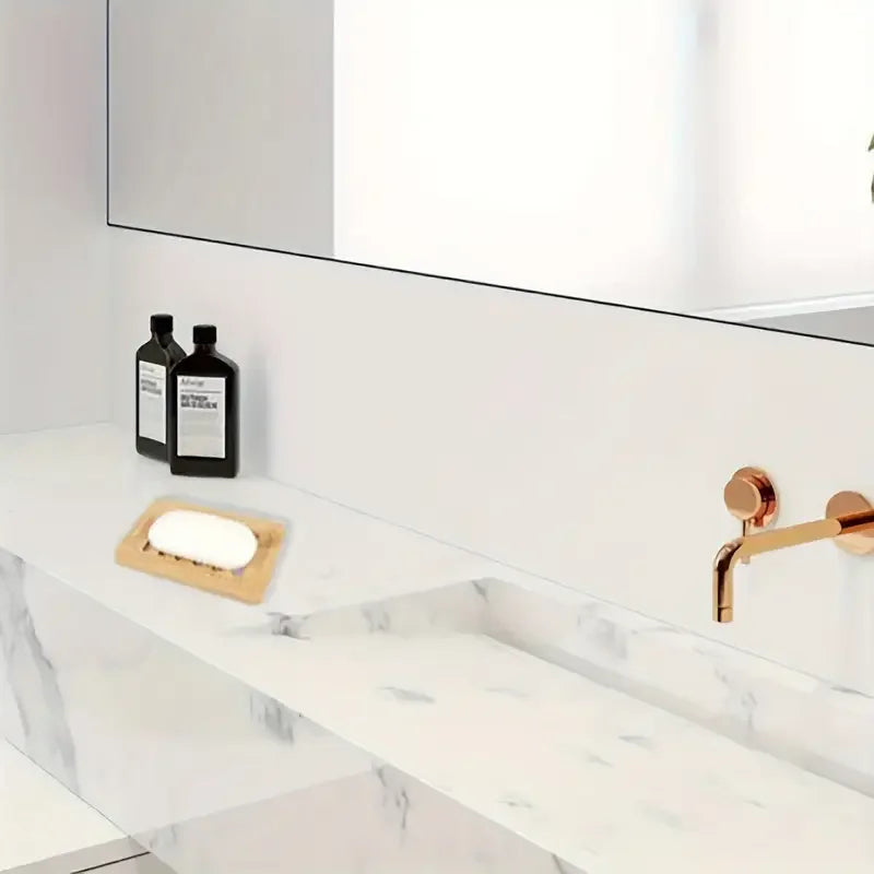 Bamboo Soap Dish with Self-Draining Tray | Wooden Soap Holder