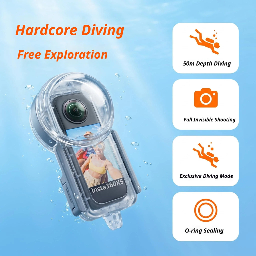 Seafrogs 50m Waterproof Housing for Insta360 X5 Dive Case