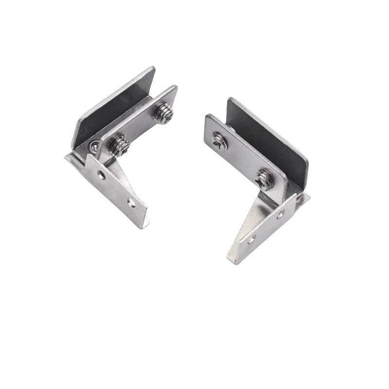 2-Pack Non-Drill Glass Door Hinges | Steel Cabinet Clips
