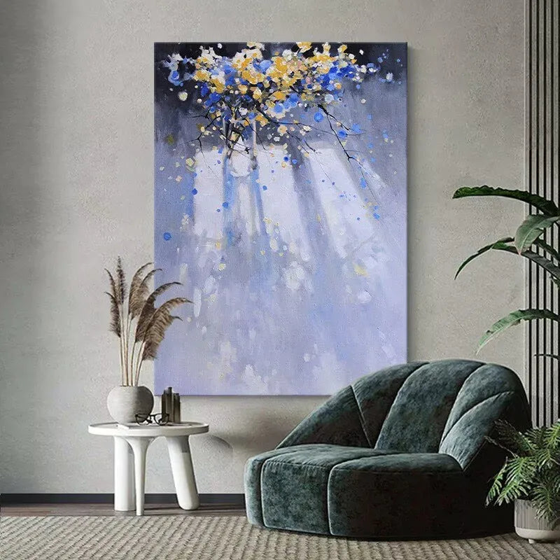 Purple Flowers Hand-Painted Oil Painting on Canvas Wall Art