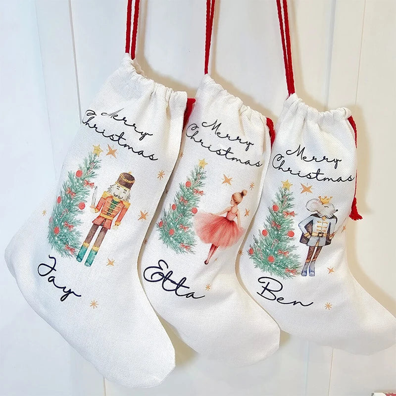 Personalised Christmas Gift Sack | Santa & Nutcracker Design