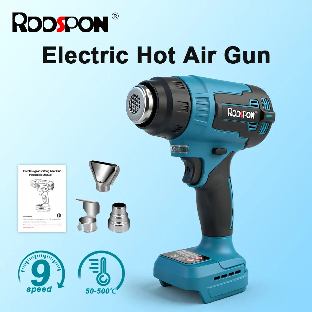 21V Cordless Hot Air Gun 500W 3 Nozzles – Fits Makita Battery