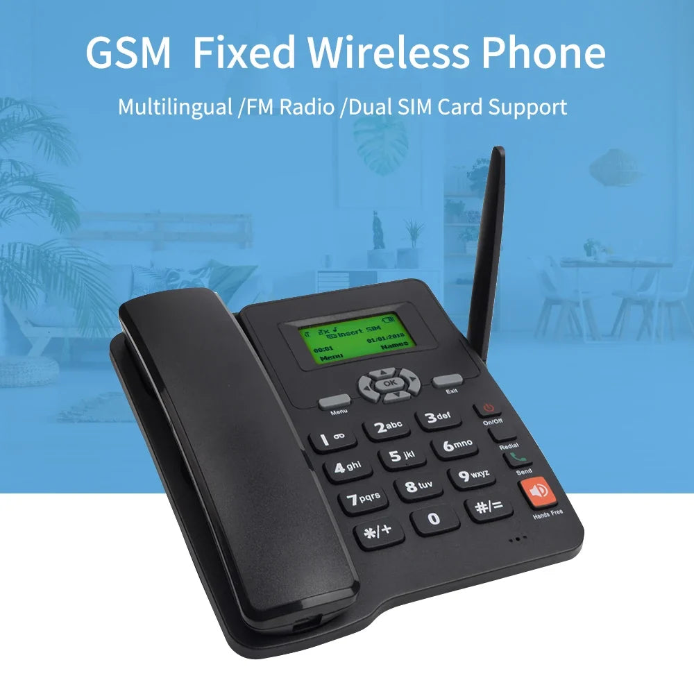 2G Fixed Wireless Desktop Phone | Dual SIM, Radio & Alarm Clock