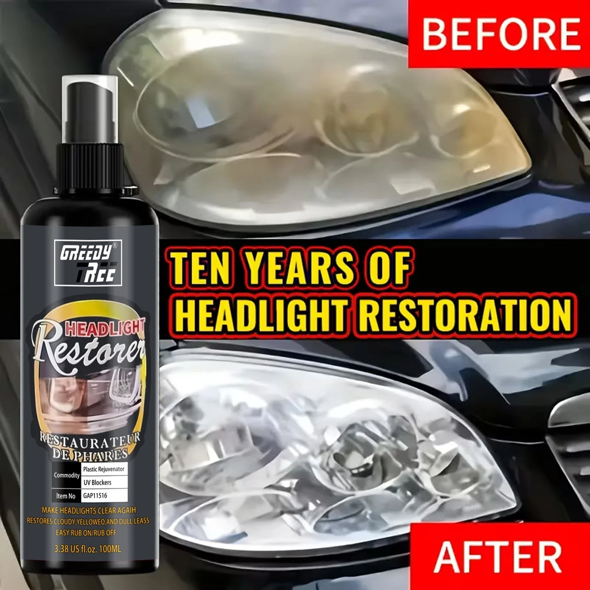 Car Headlight Restoration Kit – Clear Cloudy & Yellowed Lenses