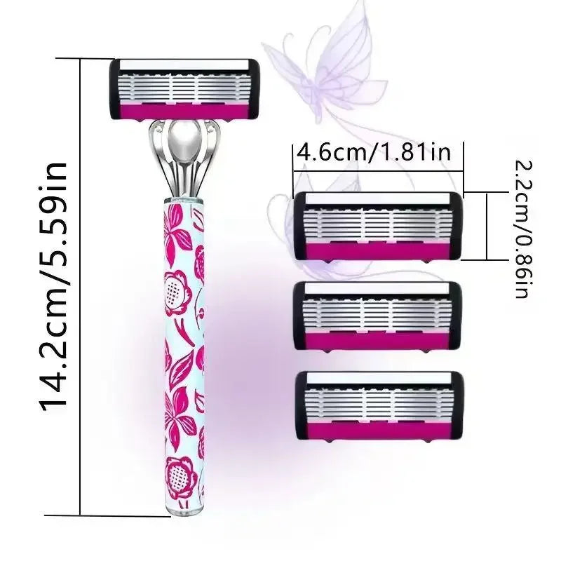 6-Blade Manual Razor for Women – Easy Blade Replacement