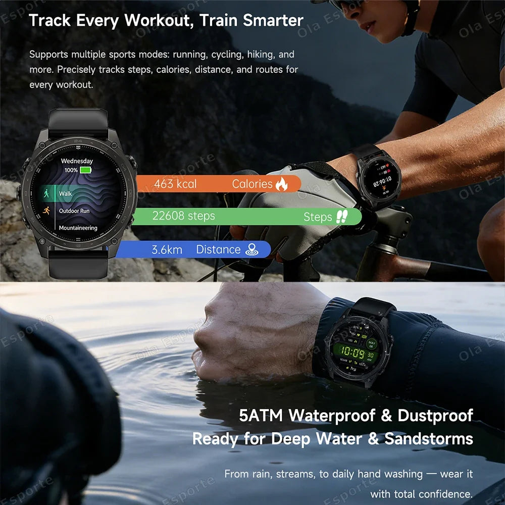 HW12 Military Smart Watch | AMOLED, Bluetooth Call, 530mAh