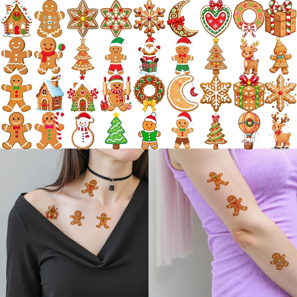 54pcs Christmas Temporary Tattoos – Snowflake, Tree & More