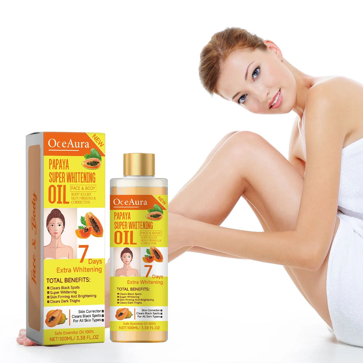 OCEAURA Papaya Whitening Face & Body Oil 3.38 oz | Moisturizer