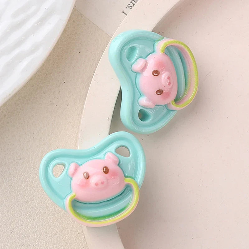 10 Pcs Mini Resin Dollhouse Pacifiers – Animal Doll Accessories