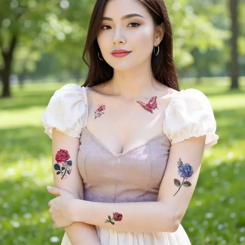 20-Sheet Flower & Butterfly Temporary Tattoo Stickers | Waterproof