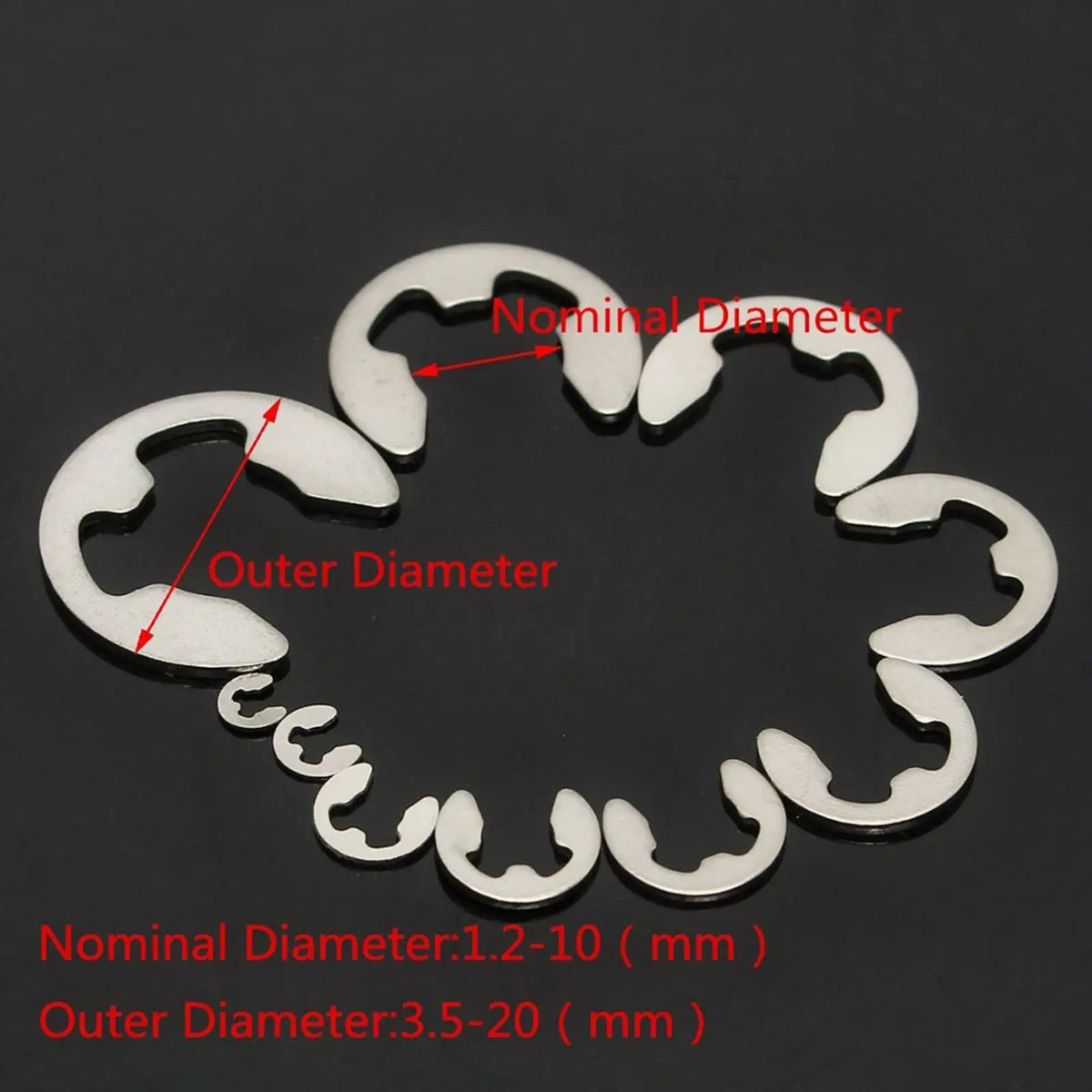 Stainless Steel E-Clip Circlips Set | Shaft Retaining Rings Kit
