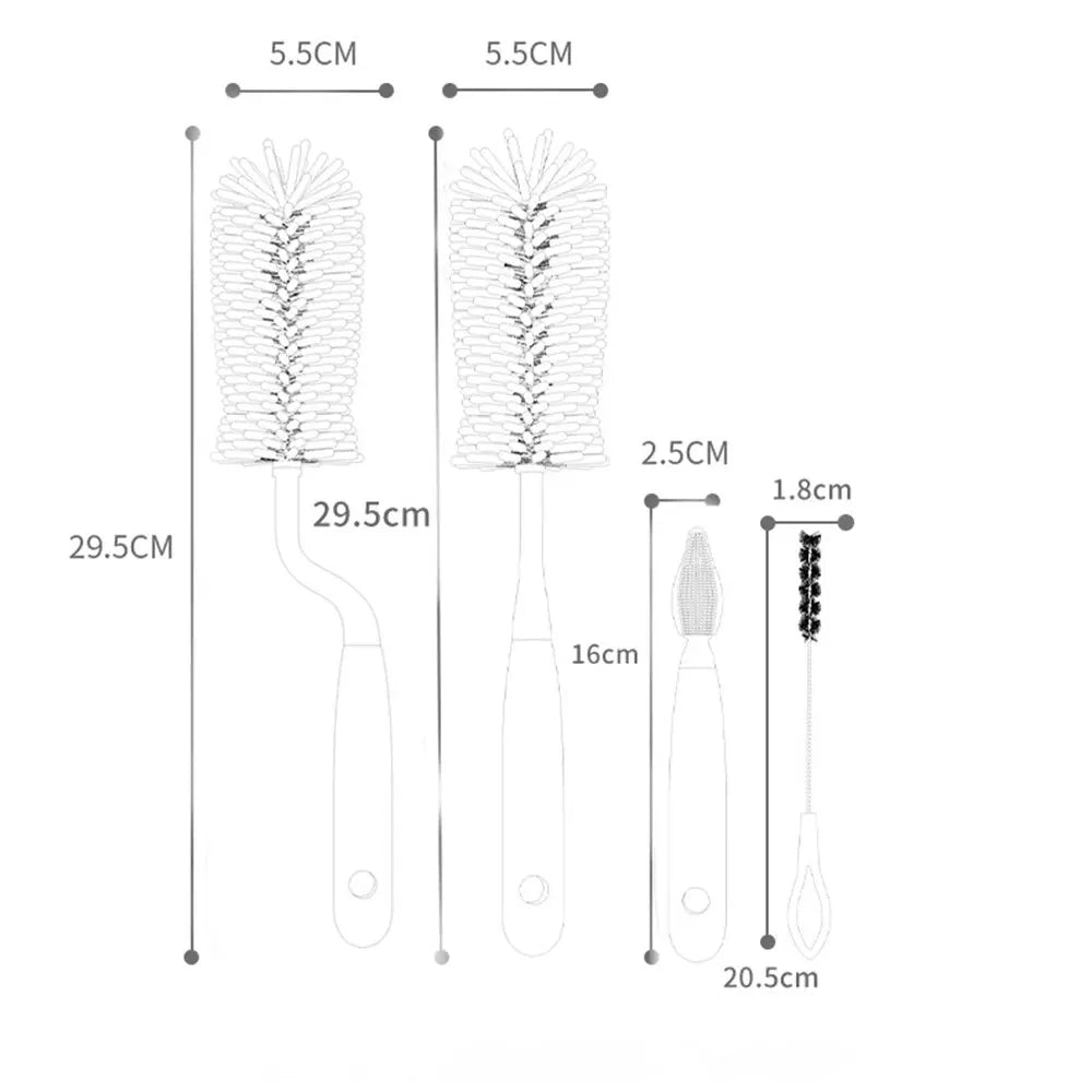 3-Piece Silicone Bottle Brush Set | 360° Baby Bottle Cleaner