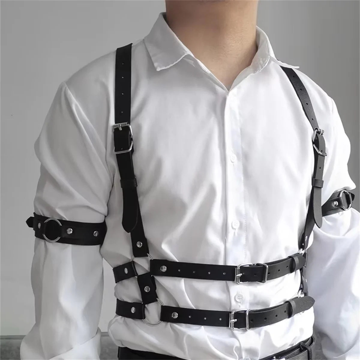 Tactical Techwear Hip Hop Punk Leather Body Harness Chest Shoulder