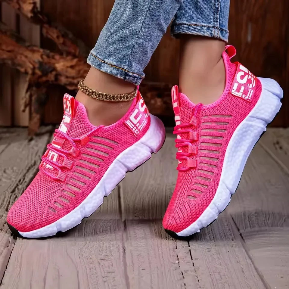 AZGB Pink Mesh Sneakers – Lightweight Women's Sports Shoes