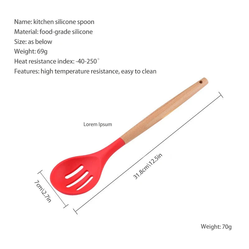 Silicone Skimmer Slotted Serving Spoon – Eco-Friendly Kitchen Tool