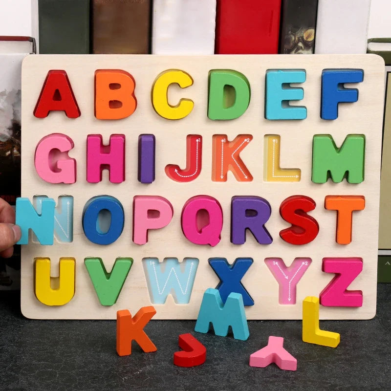 Wooden Alphabet & Number Montessori Puzzle – Kids Learning Toy