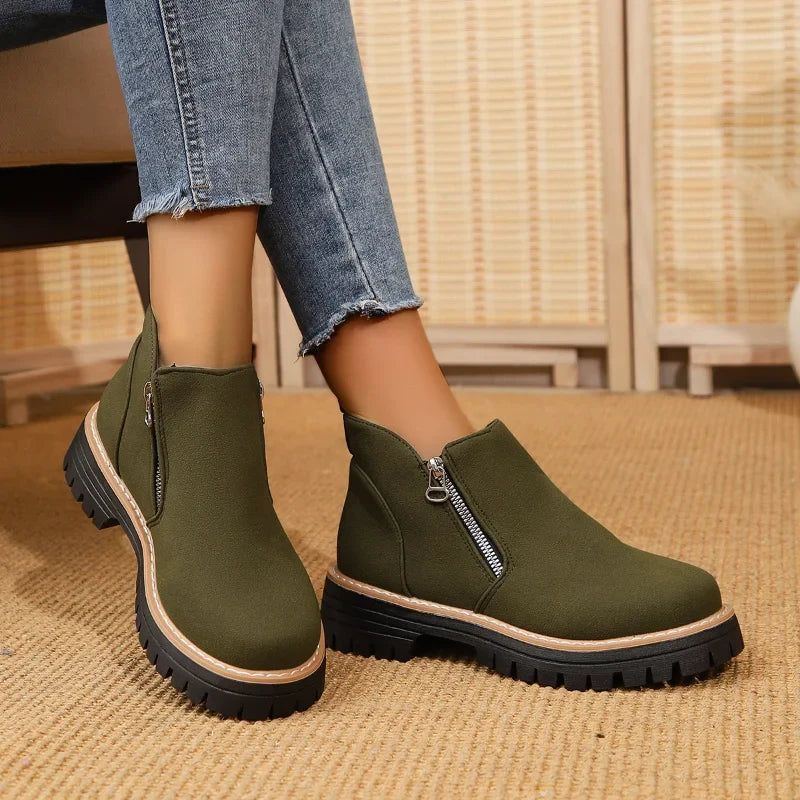 UXST Women's Platform Ankle Boots | Plus Size Thick Sole Zip